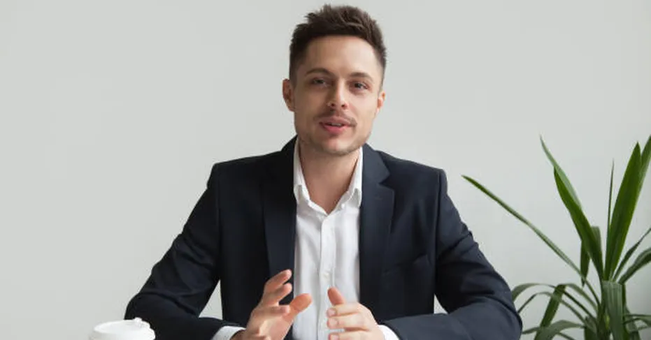 confident business person speaking